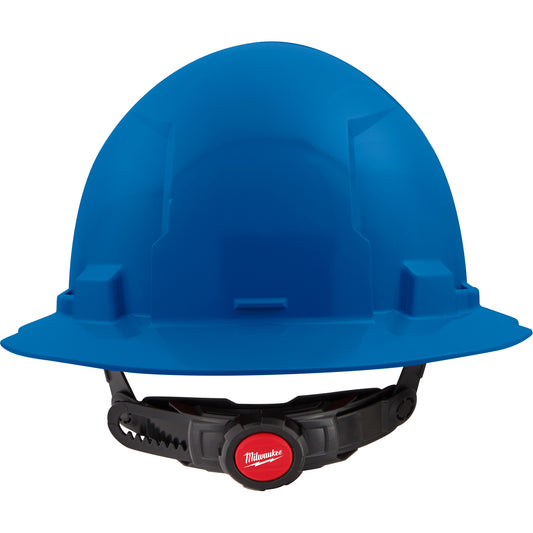 Milwaukee Full Brim Hardhat with 6-Point Suspension System, Ratchet Suspension, Blue