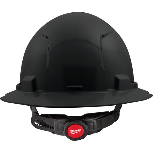Milwaukee Full Brim Hardhat with 6-Point Suspension System, Ratchet Suspension, Black