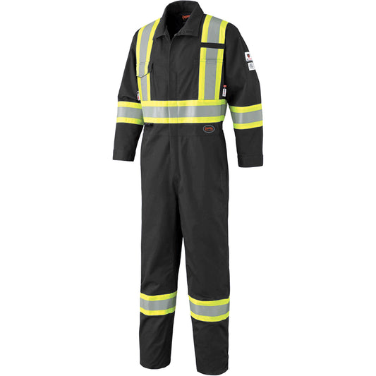 Pioneer 7702BK FR-Tech® 88/12 FR Arc Rated Coveralls, Size 44, Black, 9.7 cal/cm²
