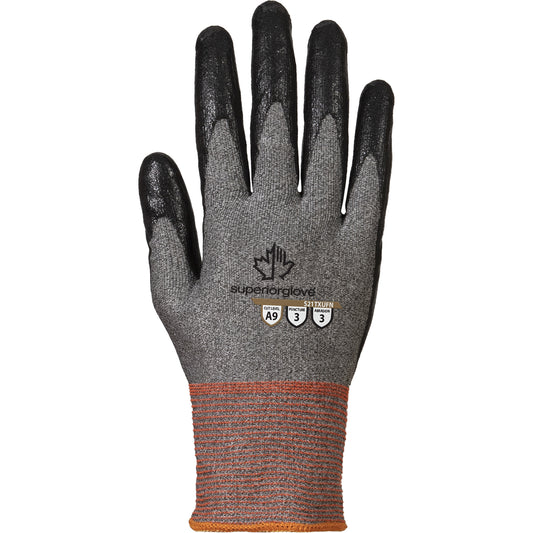 Superior Glove Works Ltd. Coated Gloves, Size 9, 21 Gauge, Nitrile Coated, TenActiv™ Shell, ASTM ANSI Level A9