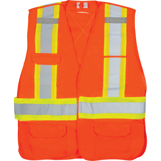 Zenith Safety Products CSA-Compliant High-Visibility Surveyor Vest, High Visibility Orange, Large, Polyester