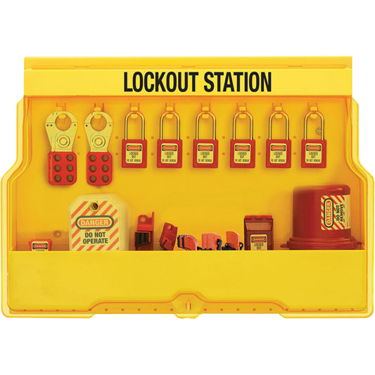 Master Lock Premier Electrical Lockout Station, Thermoplastic Padlocks, 16 Padlock Capacity, Padlocks Included