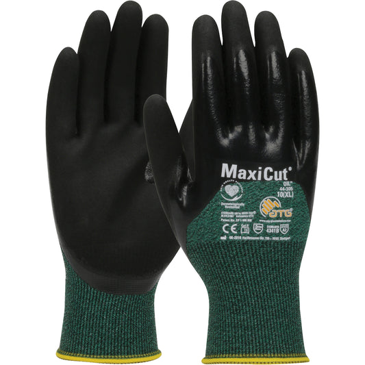 Protective Industrial Products ATG MaxiCut® Oil Cut-Resistant Gloves, Size X-Small, 15 Gauge, Nitrile Coated, Engineered Yarn Shell, ASTM ANSI Level A2/EN 388 Level 3/EN 388 Level B
