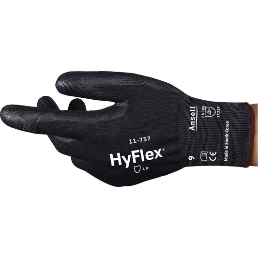 Ansell HyFlex® 11-757 Cut-Resistant Gloves, Size 9, 18 Gauge, Polyurethane Coated, Intercept™ Shell, ASTM ANSI Level A7/EN 388 Level F