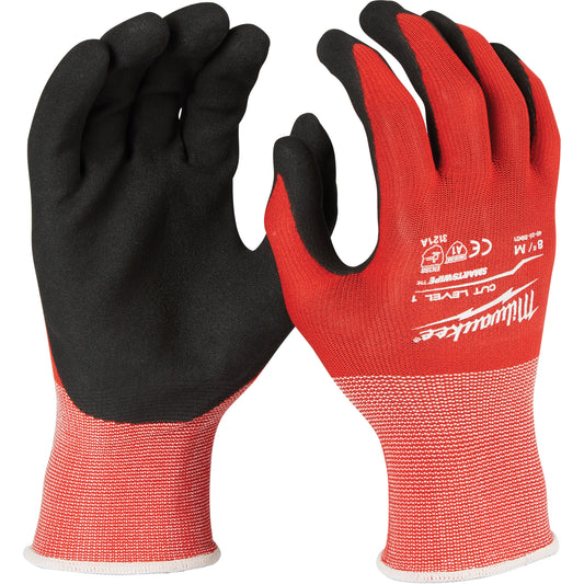 Milwaukee Cut-Resistant Gloves, Size Large, Nitrile Coated, Nylon/Lycra® Shell, ANSI/ISEA 105 Level 1/EN 388 Level 1