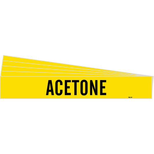 Brady "Acetone" Pipe Marker, Self-Adhesive, 4" H x 24" W, Black on Yellow