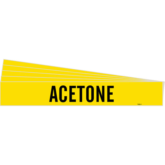 Brady "Acetone" Pipe Marker, Self-Adhesive, 2-1/4" H x 14" W, Black on Yellow
