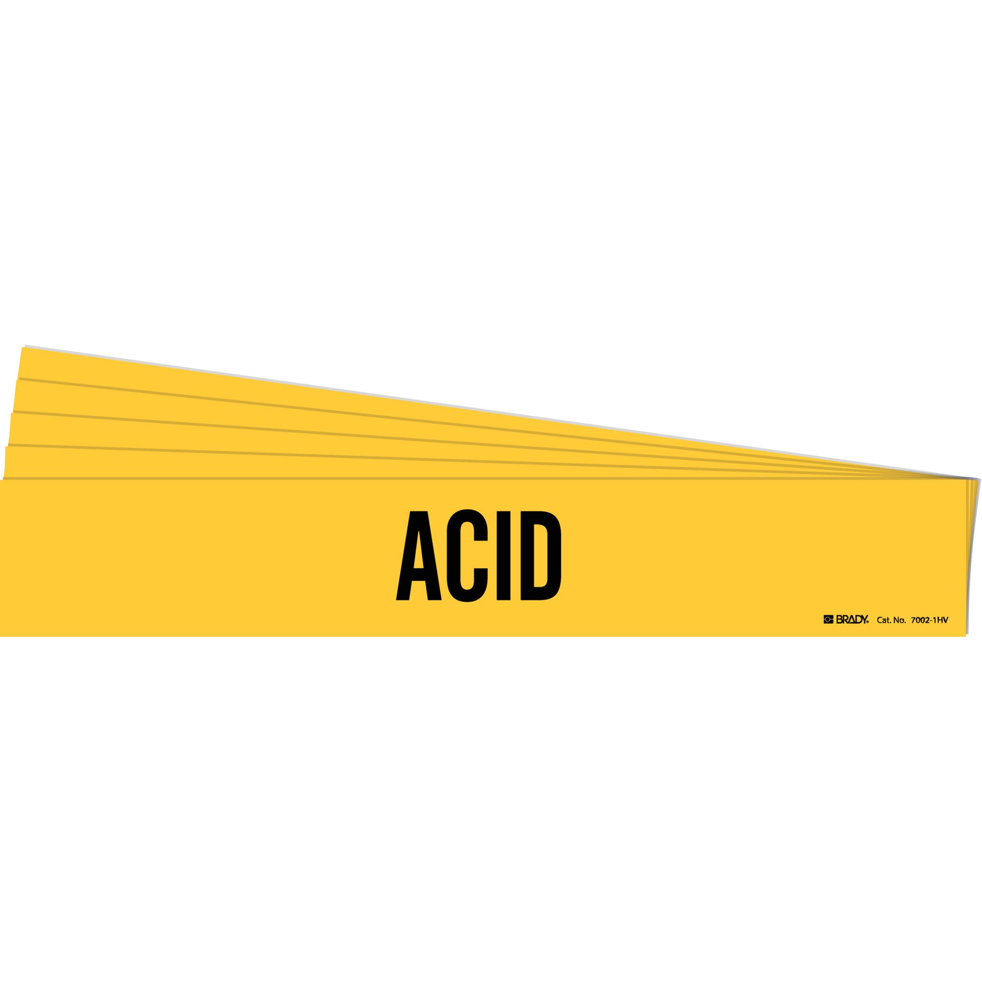 Brady "Acid" Pipe Markers, Self-Adhesive, 4" H x 24" W, Black on Yellow