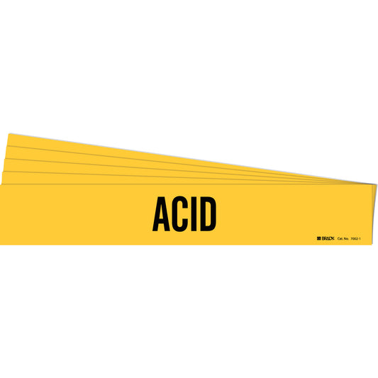 Brady "Acid" Pipe Marker, Self-Adhesive, 2-1/4" H x 14" W, Black on Yellow