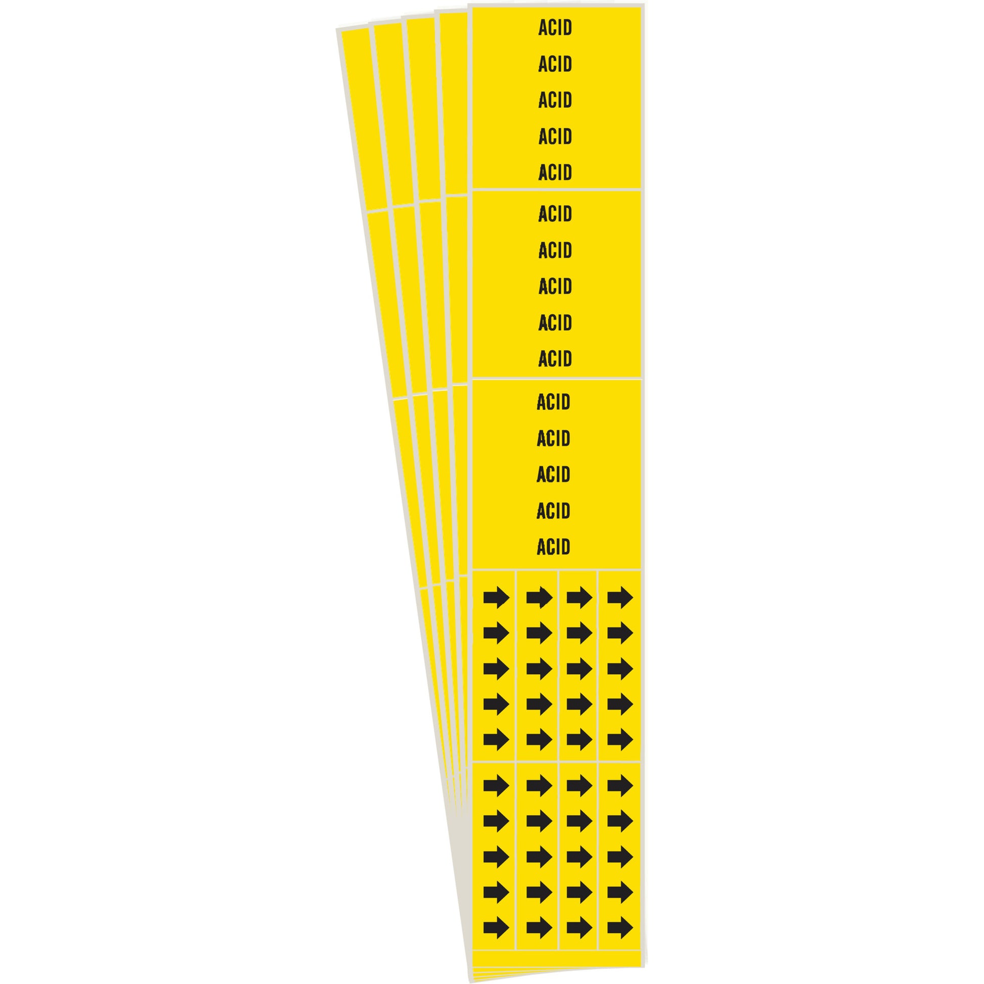 Brady "Acid" Pipe Marker, Self-Adhesive, 2-1/4" H x 2-3/4" W, Black on Yellow