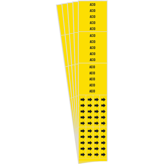 Brady "Acid" Pipe Marker, Self-Adhesive, 2-1/4" H x 2-3/4" W, Black on Yellow