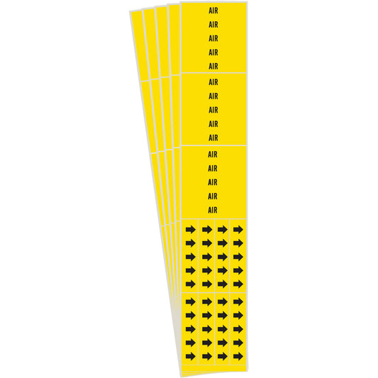 Brady "Air" Pipe Marker, Self-Adhesive, 2-1/4" H x 2-3/4" W, Black on Yellow