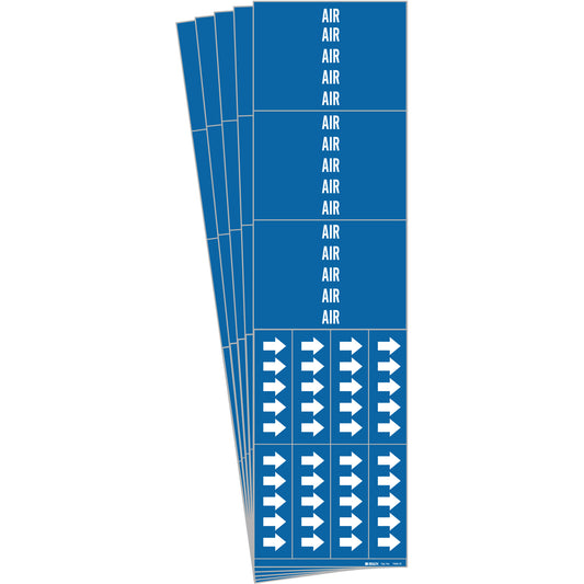 Brady "Air" Pipe Marker, Self-Adhesive, 2-1/4" H x 2-3/4" W, White on Blue