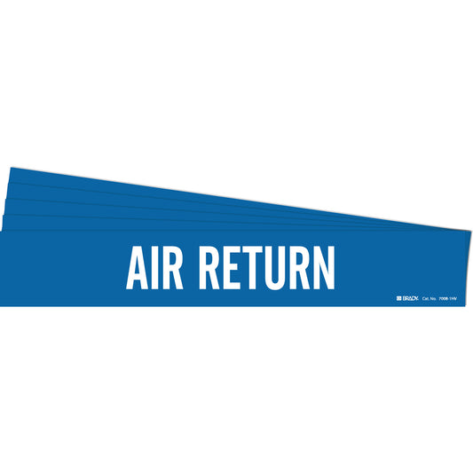 Brady "Air Return" Pipe Marker, Self-Adhesive, 4" H x 24" W, White on Blue