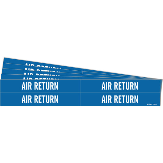 Brady "Air Return" Pipe Markers, Self-Adhesive, 1-1/8" H x 7" W, White on Blue