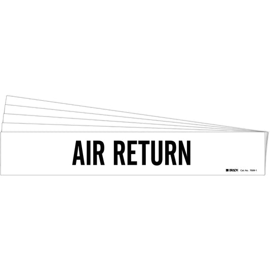 Brady "Air Return" Pipe Marker, Self-Adhesive, 2-1/4" H x 14" W, Black on White