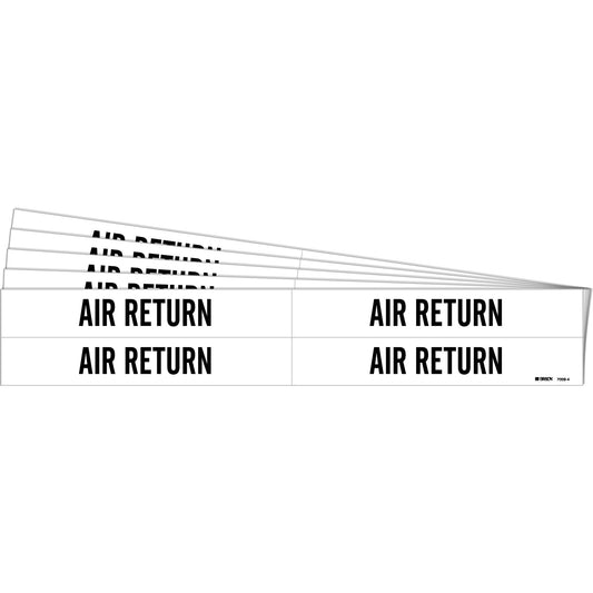 Brady "Air Return" Pipe Markers, Self-Adhesive, 1-1/8" H x 7" W, Black on White