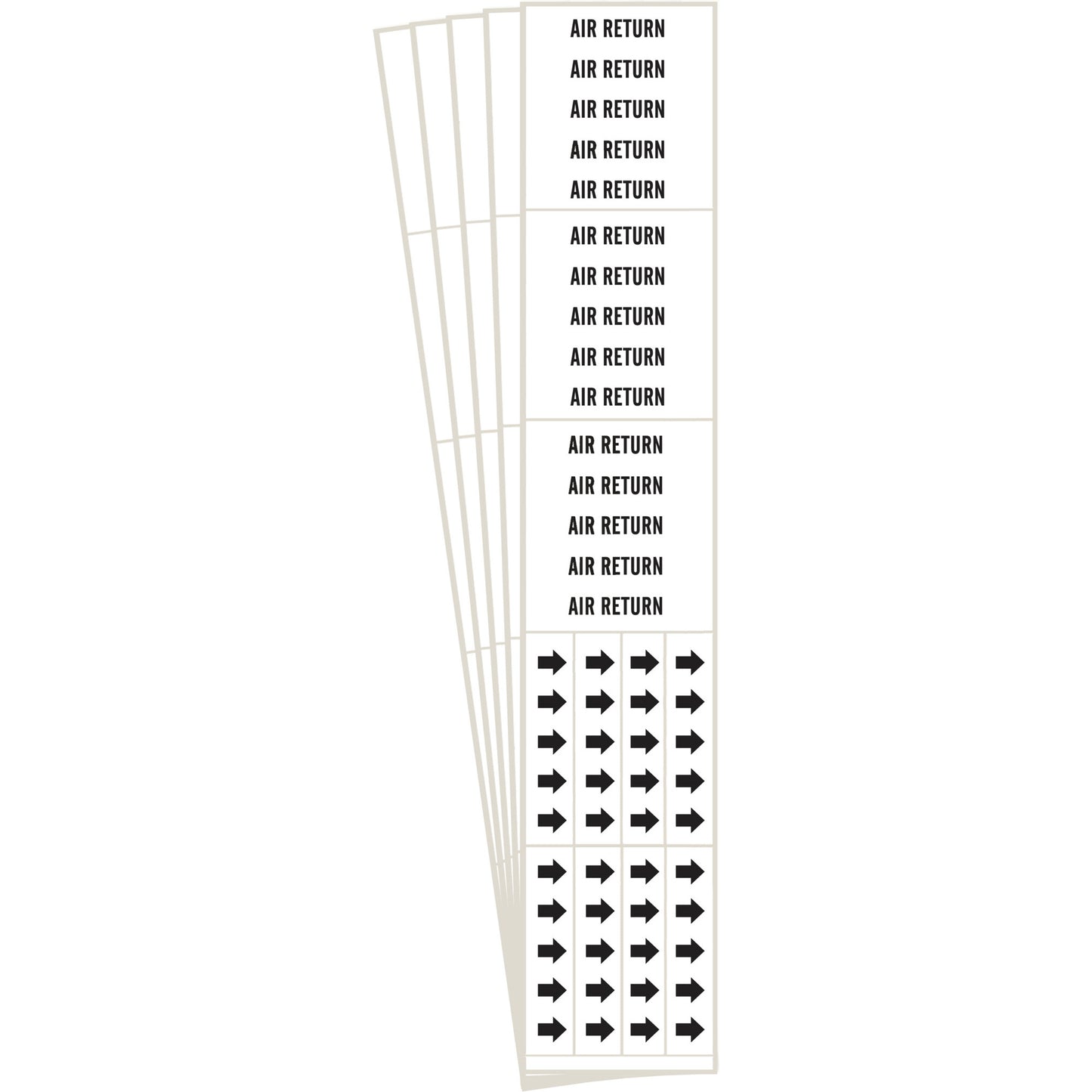 Brady "Air Return" Pipe Marker, Self-Adhesive, 2-1/4" H x 2-3/4" W, Black on White