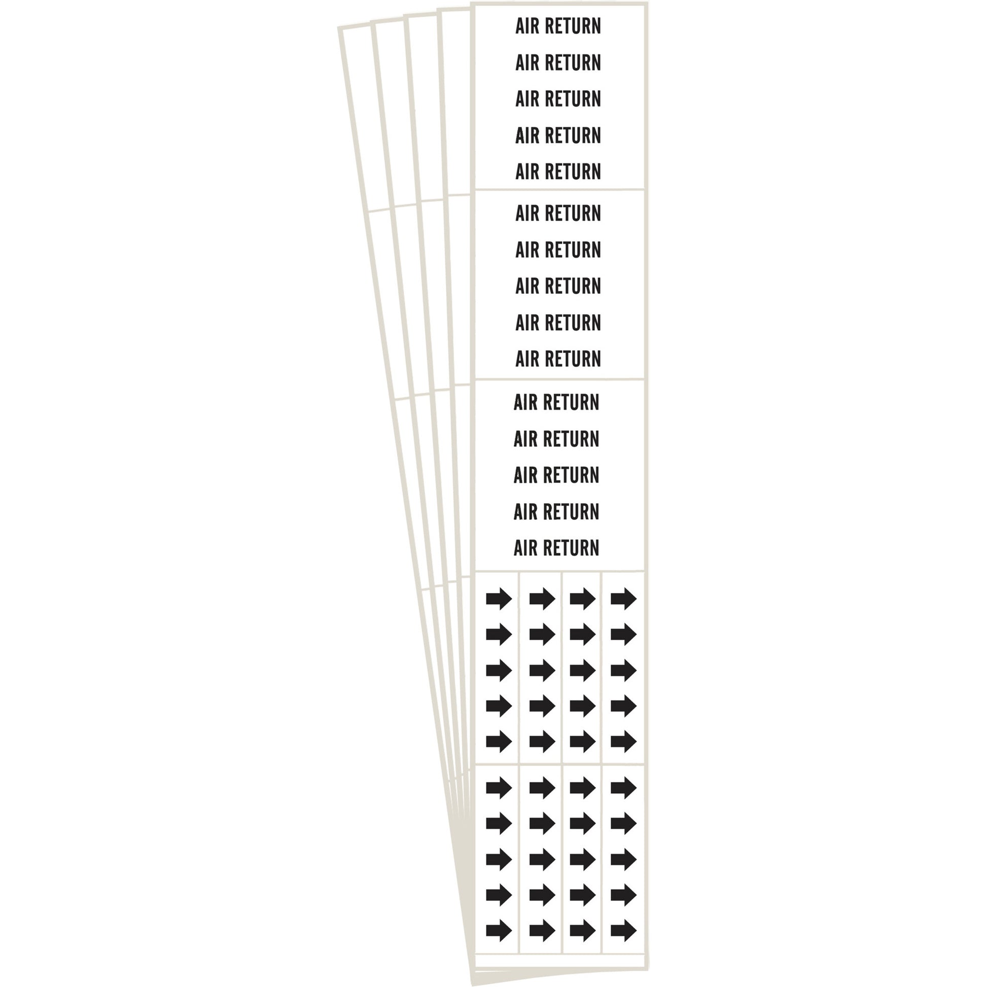 Brady "Air Return" Pipe Marker, Self-Adhesive, 2-1/4" H x 2-3/4" W, Black on White