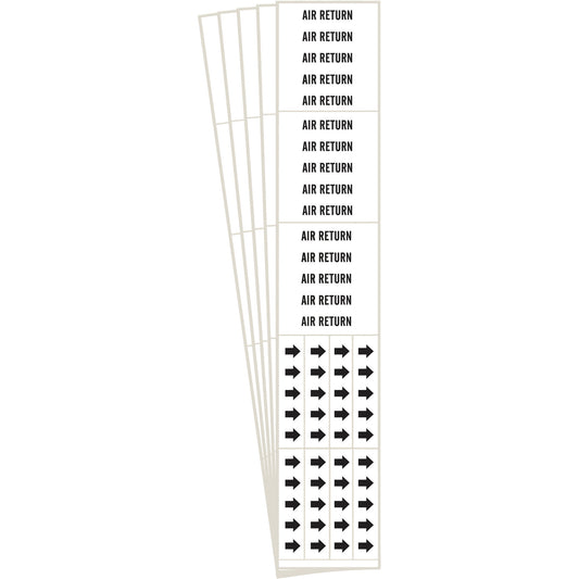Brady "Air Return" Pipe Marker, Self-Adhesive, 2-1/4" H x 2-3/4" W, Black on White