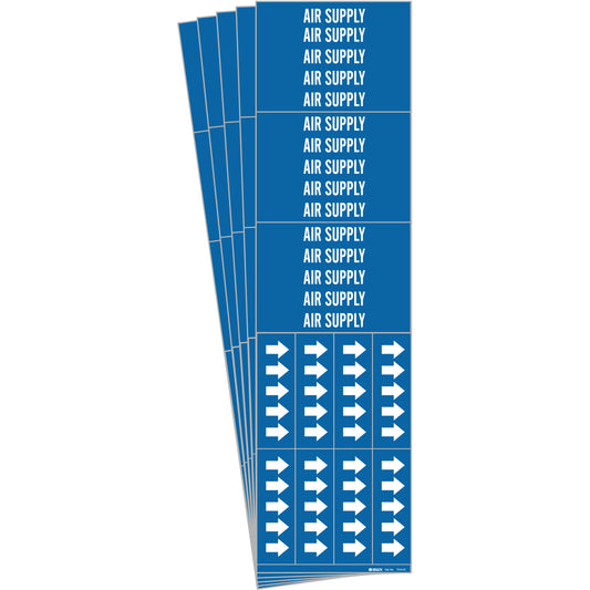 Brady "Air Supply" Pipe Marker, Self-Adhesive, 2-1/4" H x 2-3/4" W, White on Blue
