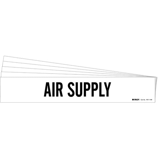 Brady "Air Supply" Pipe Marker, Self-Adhesive, 4" H x 24" W, Black on White