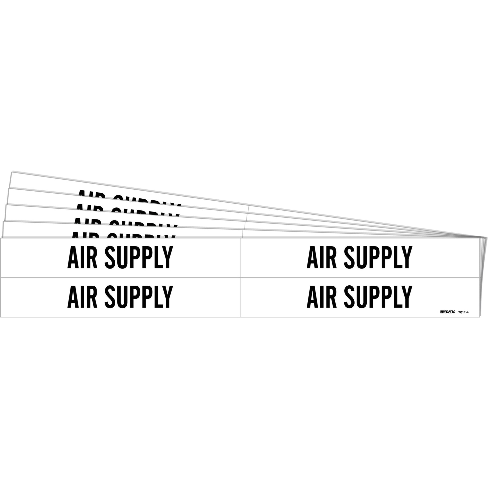 Brady "Air Supply" Pipe Markers, Self-Adhesive, 1-1/8" H x 7" W, Black on White