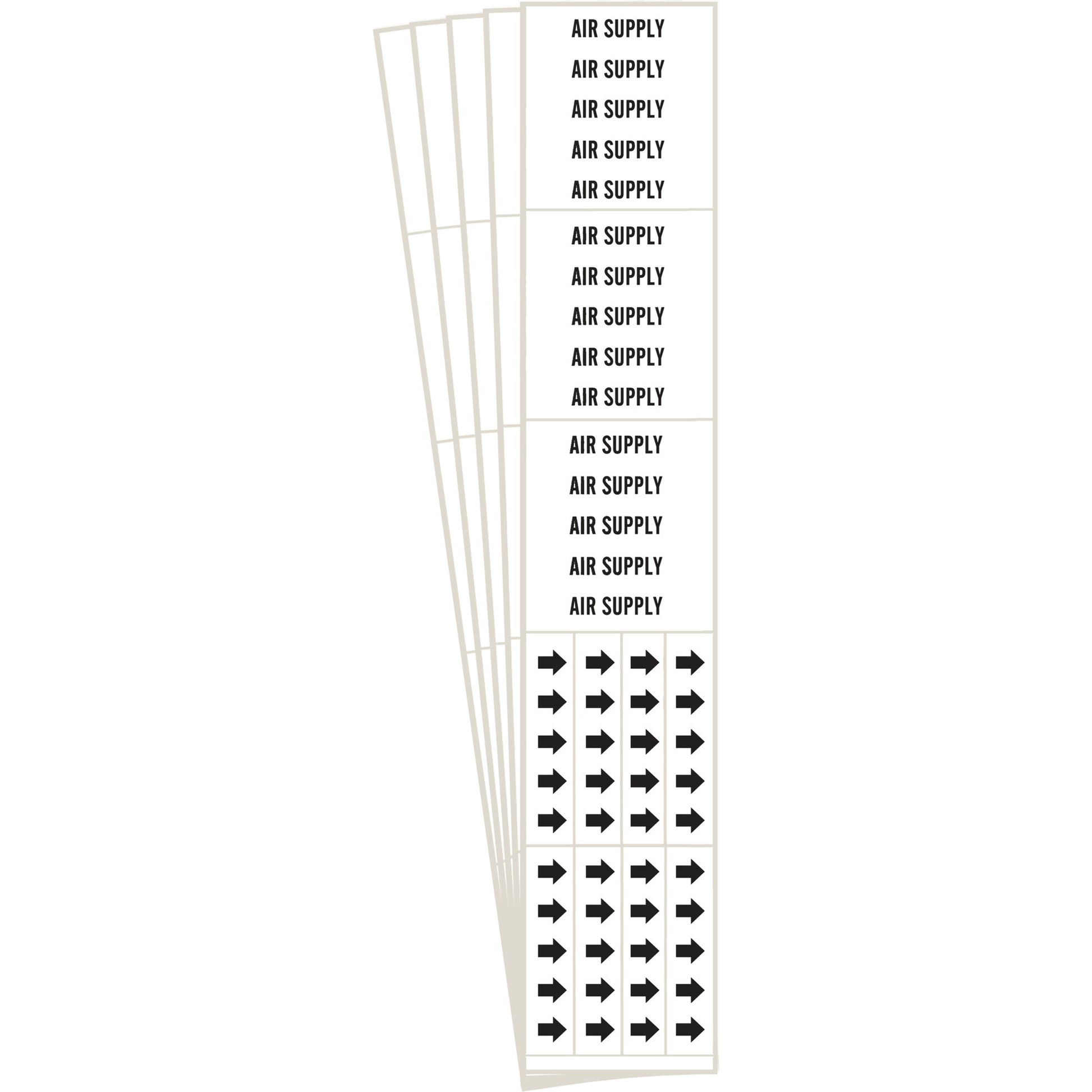 Brady "Air Supply" Pipe Markers, Self-Adhesive, 2-1/4" H x 2-3/4" W, Black on White