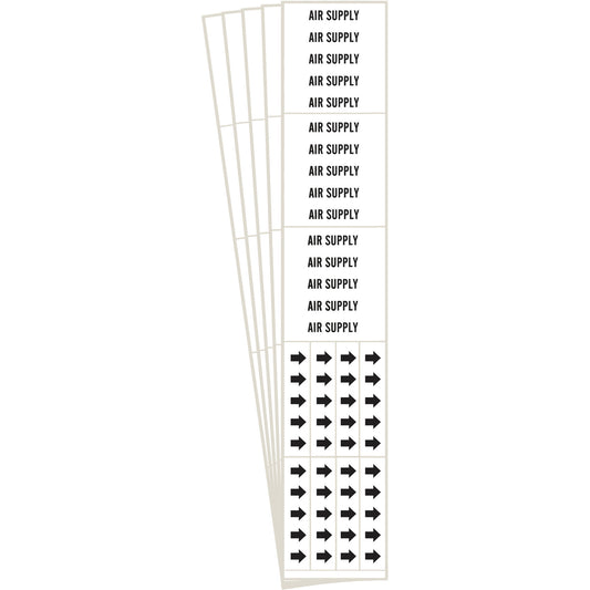Brady "Air Supply" Pipe Markers, Self-Adhesive, 2-1/4" H x 2-3/4" W, Black on White