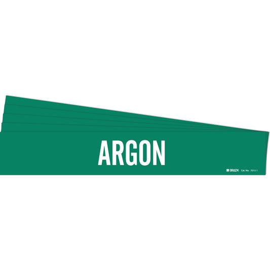 Brady "Argon" Pipe Marker, Self-Adhesive, 2-1/4" H x 14" W, White on Green