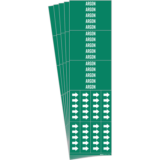 Brady "Argon" Pipe Marker, Self-Adhesive, 2-1/4" H x 2-3/4" W, White on Green