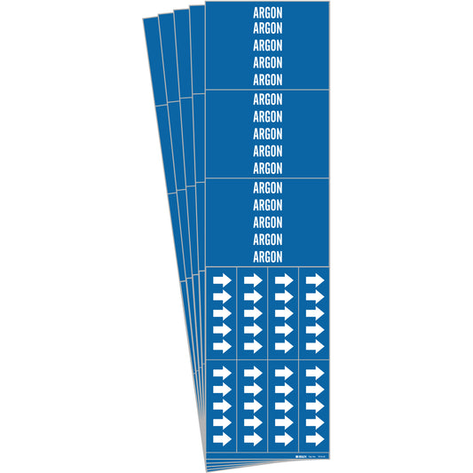Brady "Argon" Pipe Marker, Self-Adhesive, 2-1/4" H x 14" W, White on Blue