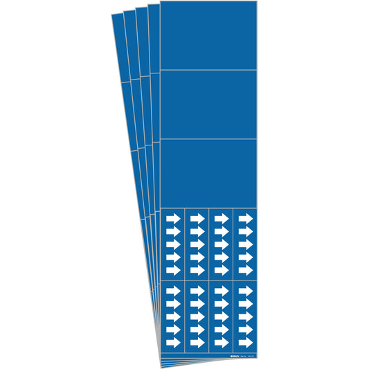 Brady Blank Pipe Markers, Self-Adhesive, 2-1/4" H x 2-3/4" W, White on Blue
