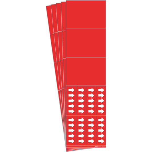 Brady Blank Pipe Markers, Self-Adhesive, 2-1/4" H x 2-3/4" W, White on Red