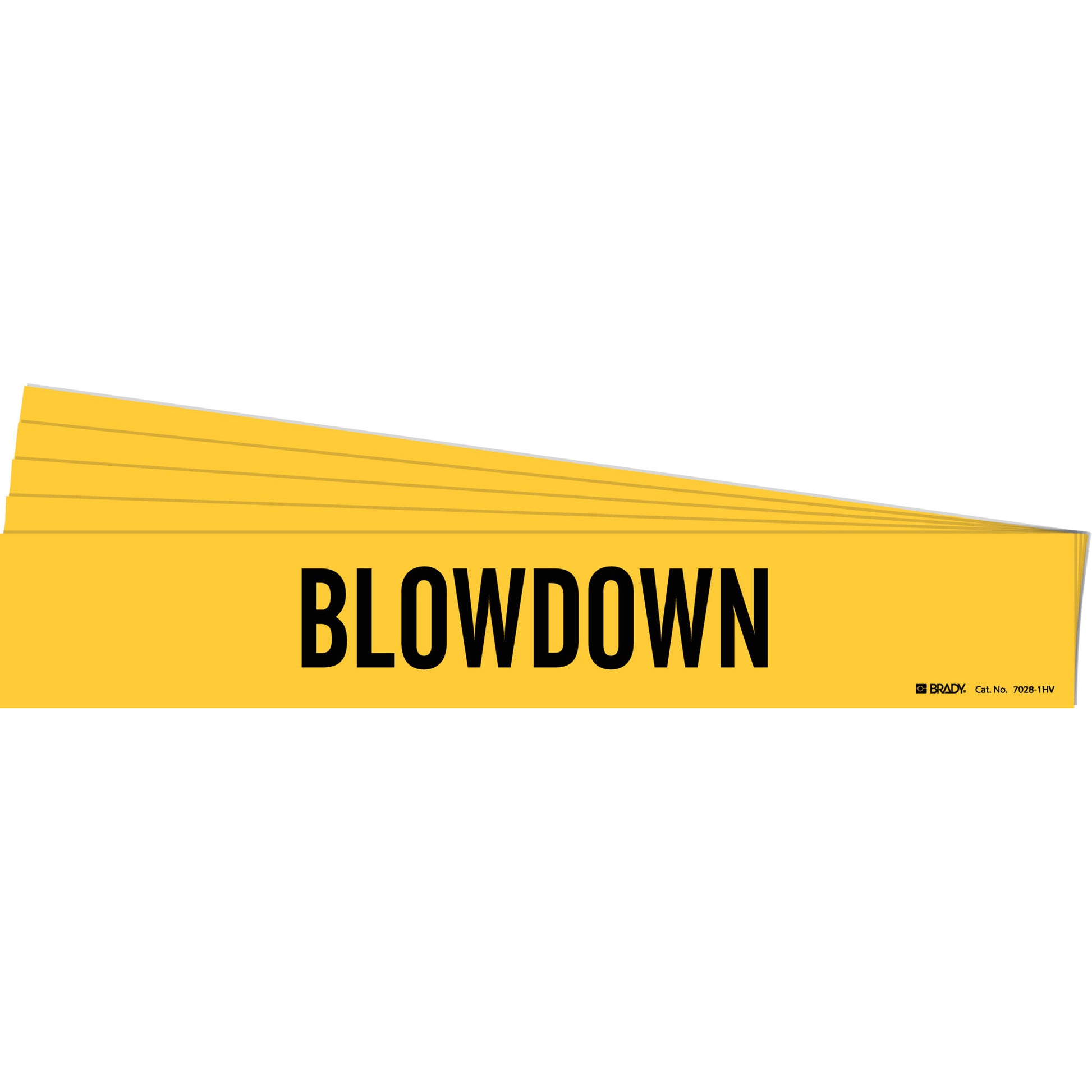 Brady "Blowdown" Pipe Marker, Self-Adhesive, 4" H x 24" W, Black on Yellow