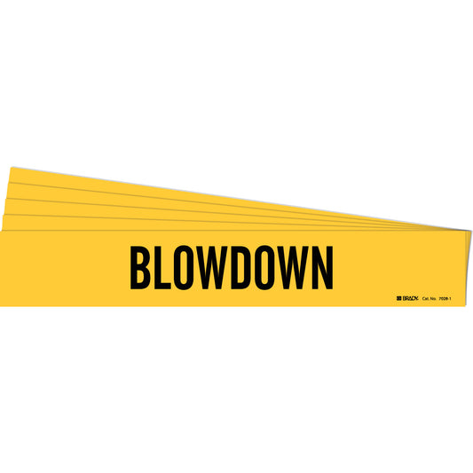 Brady "Blow Down" Pipe Marker, Self-Adhesive, 2-1/4" H x 14" W, Black on Yellow