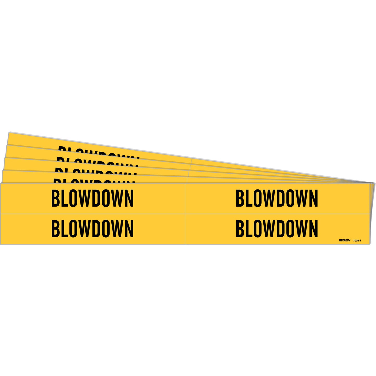 Brady "Blowdown" Pipe Markers, Self-Adhesive, 1-1/8" H x 7" W, Black on Yellow