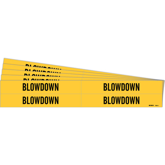 Brady "Blowdown" Pipe Markers, Self-Adhesive, 1-1/8" H x 7" W, Black on Yellow