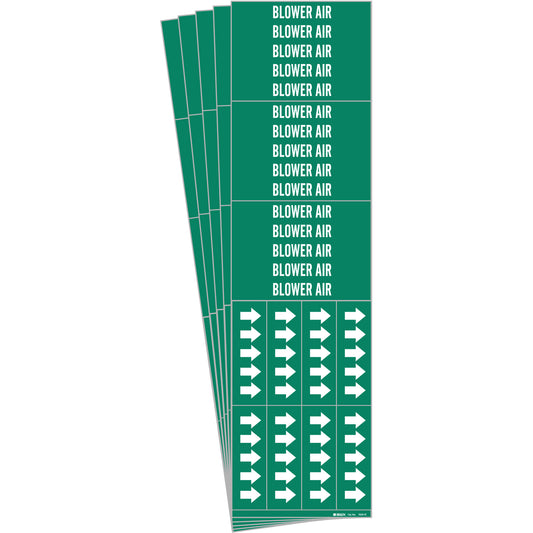 Brady "Blower Air" Pipe Marker, Self-Adhesive, 2-1/4" H x 2-3/4" W, White on Green