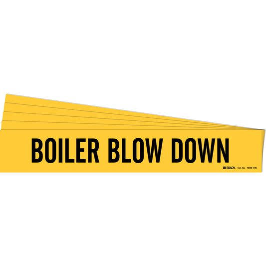 Brady "Boiler Blowdown" Pipe Marker, Self-Adhesive, 4" H x 24" W, Black on Yellow