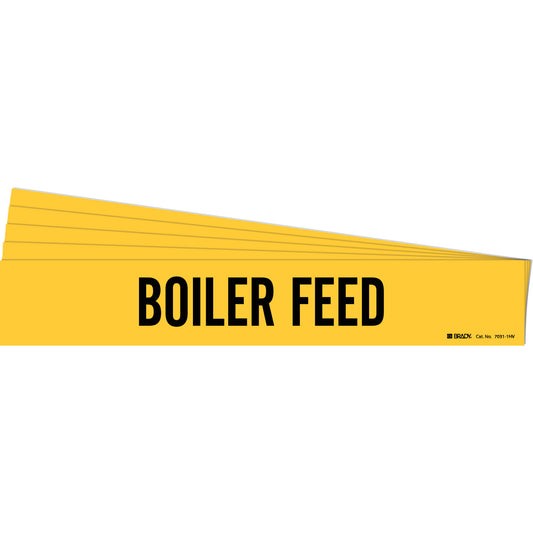 Brady "Boiler Feed" Pipe Marker, Self-Adhesive, 4" H x 24" W, Black on Yellow