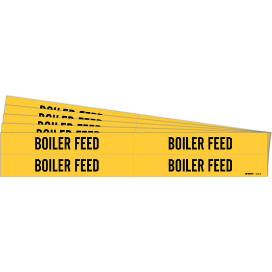 Brady "Boiler Feed" Pipe Markers, Self-Adhesive, 1-1/8" H x 7" W, Black on Yellow