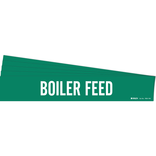 Brady "Boiler Feed" Pipe Marker, Self-Adhesive, 4" H x 24" W, White on Green