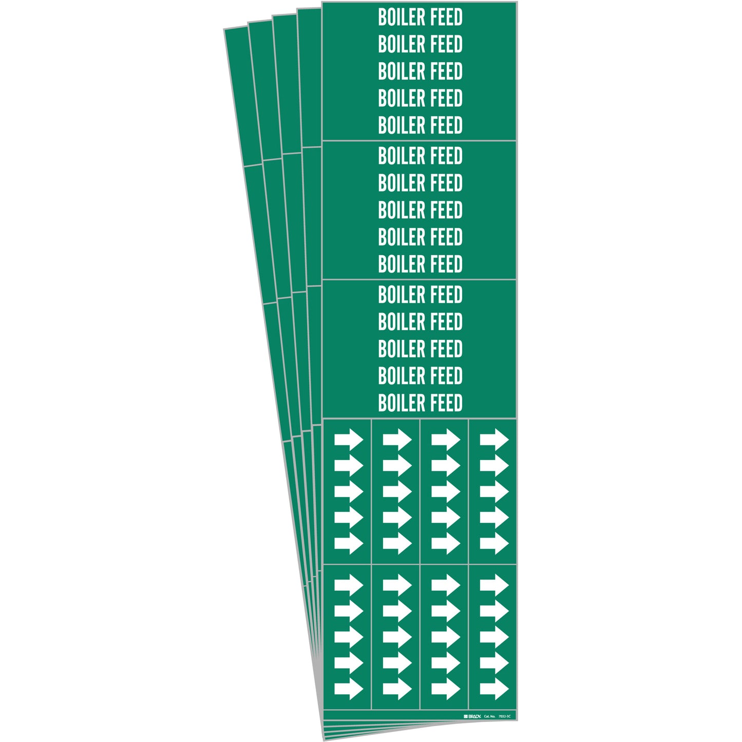 Brady "Boiler Feed" Pipe Marker, Self-Adhesive, 2-1/4" H x 2-3/4" W, White on Green