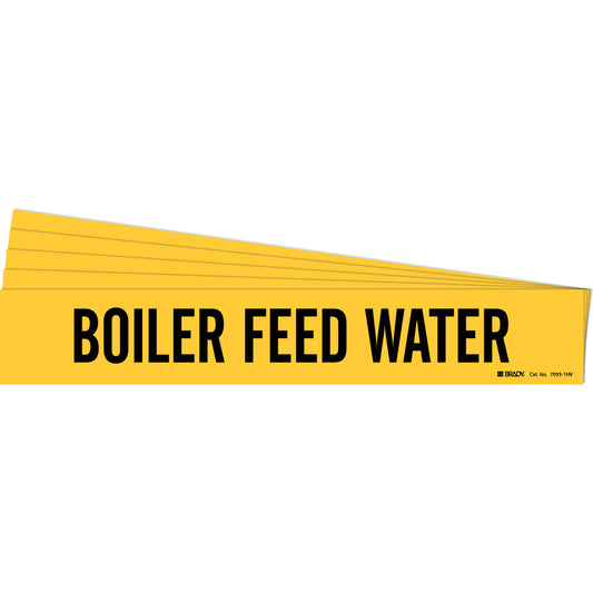 Brady "Boiler Feed Water" Pipe Marker, Self-Adhesive, 4" H x 24" W, Black on Yellow