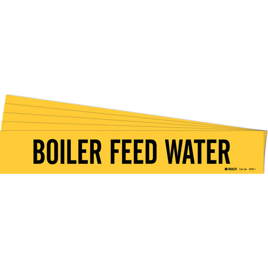 Brady "Boiler Feed Water" Pipe Marker, Self-Adhesive, 2-1/4" H x 14" W, Black on Yellow
