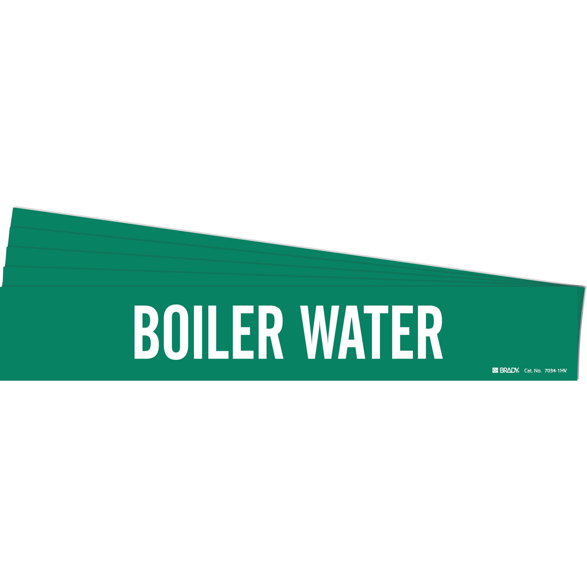 Brady "Boiler Water" Pipe Marker, Self-Adhesive, 4" H x 24" W, White on Green