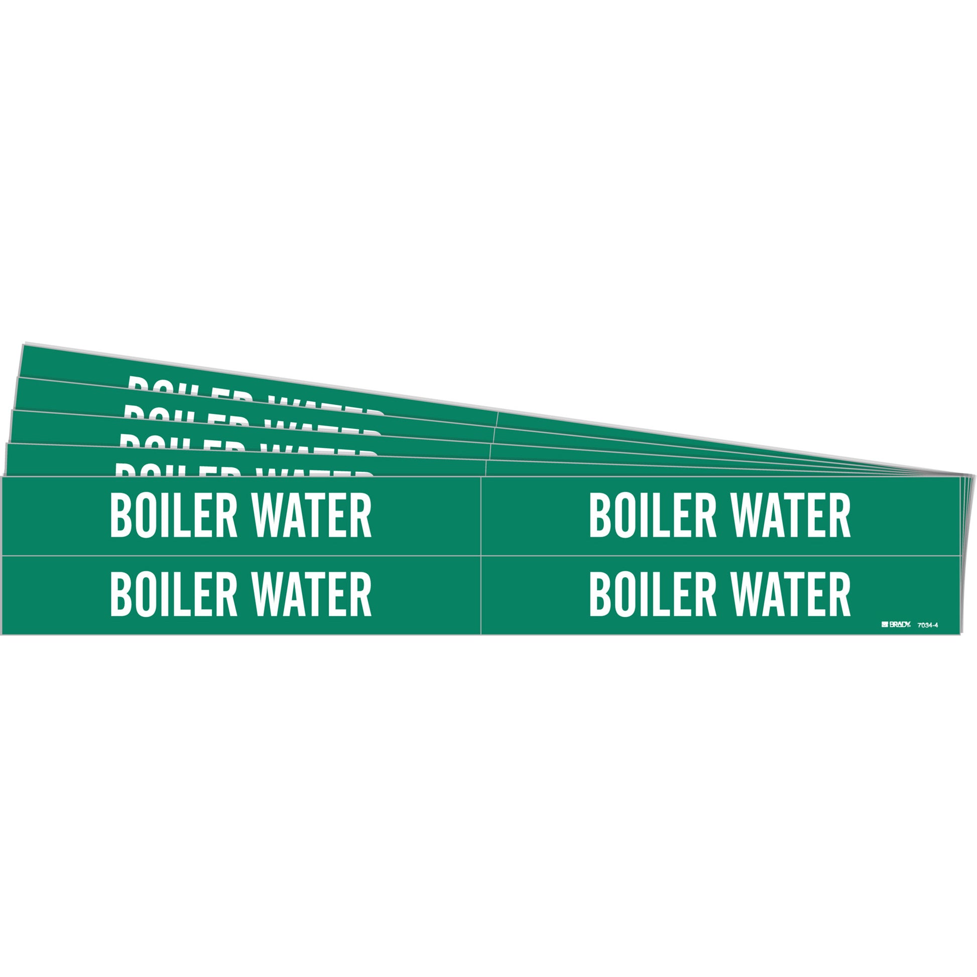 Brady "Boiler Feed" Pipe Markers, Self-Adhesive, 1-1/8" H x 7" W, White on Green