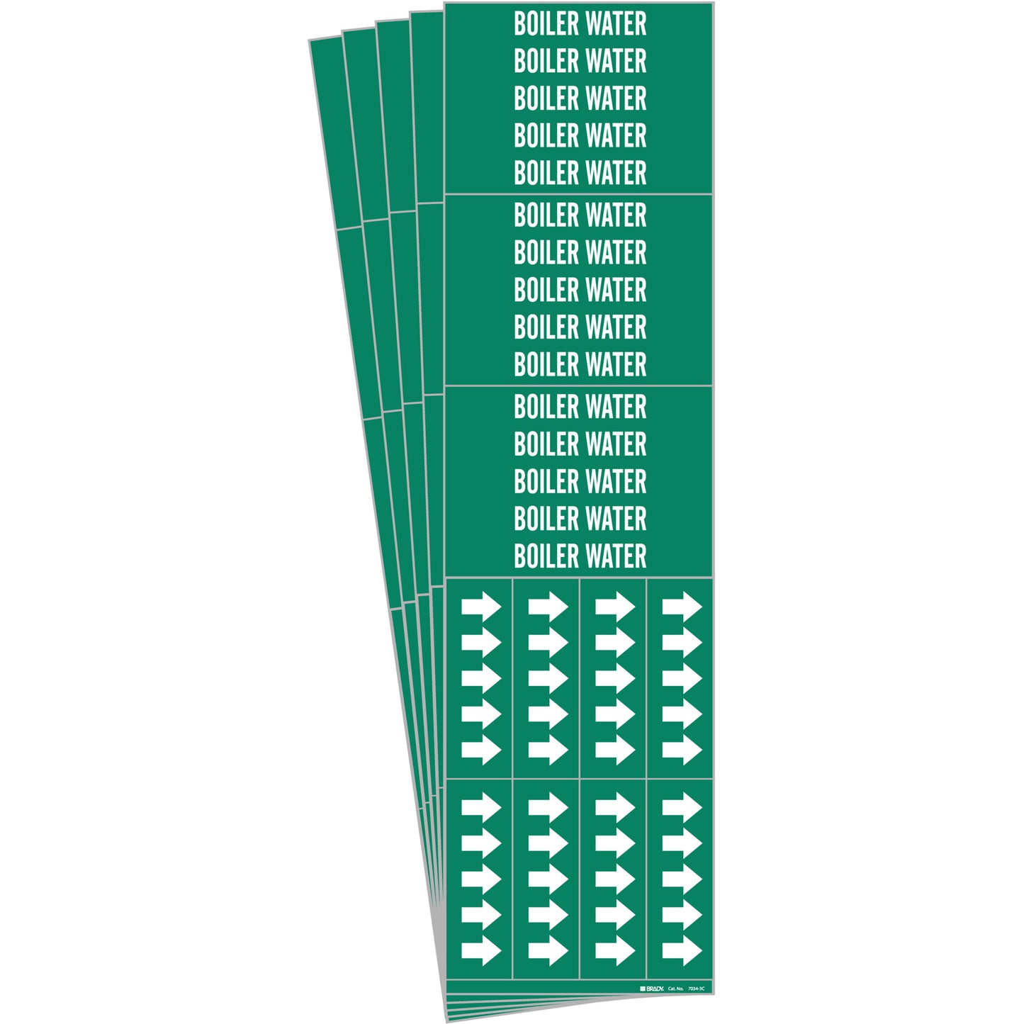 Brady "Boiler Water" Pipe Marker, Self-Adhesive, 2-1/4" H x 2-3/4" W, White on Green
