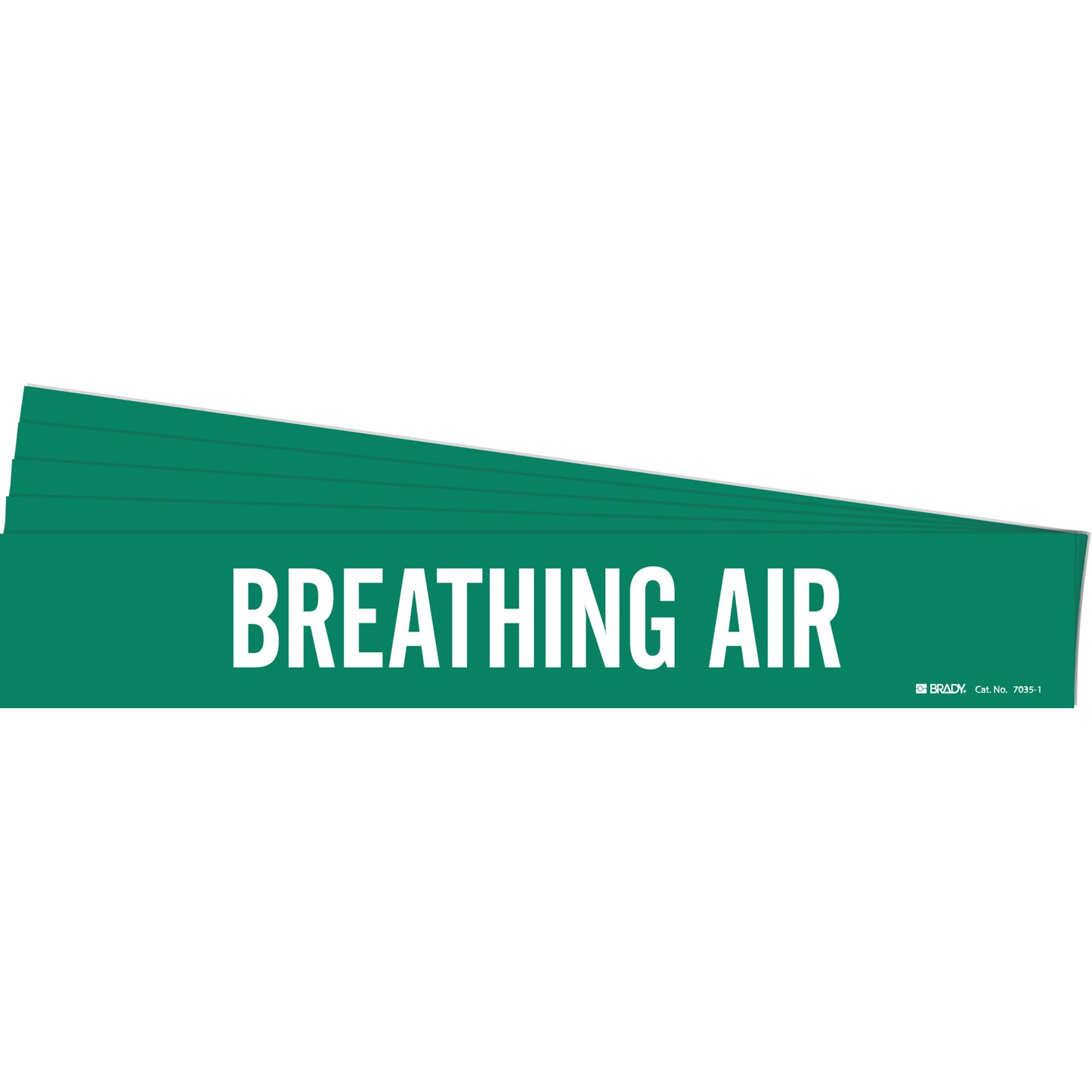 Brady "Breathing Air" Pipe Marker, Self-Adhesive, 2-1/4" H x 14" W, White on Green